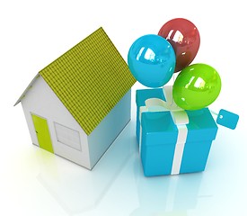 Image showing House with gift and ballons 