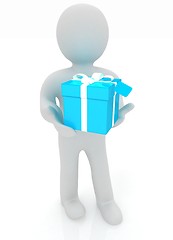 Image showing 3d man gives gift 