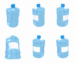 Image showing Set of bottle with clean blue water 