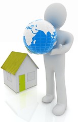 Image showing 3d man, houses and earth 