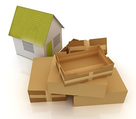 Image showing Cardboard boxes and house 