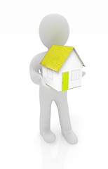 Image showing 3d man with house 
