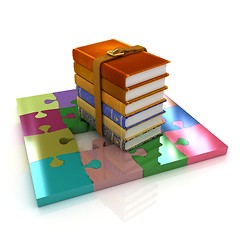 Image showing Puzzle and books 