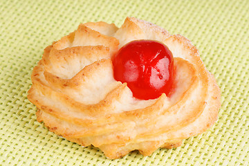 Image showing Almond pastry with candied cherry