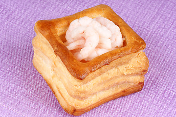 Image showing Vol-au-vent with shrimps