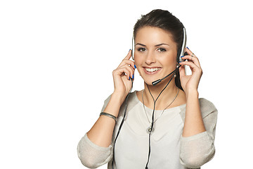 Image showing Headset woman call center operator