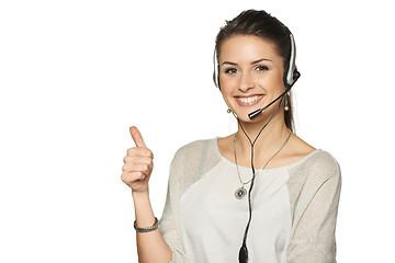 Image showing Headset woman call center operator