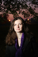 Image showing Brunette in park 