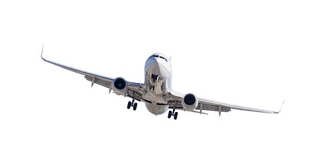 Image showing Jet Airplane Landing Isolated on White