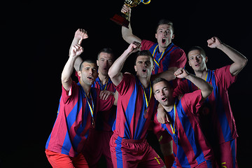 Image showing soccer players celebrating victory