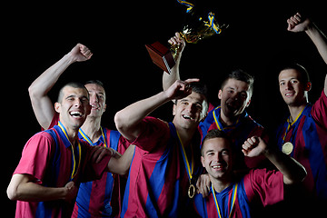 Image showing soccer players celebrating victory