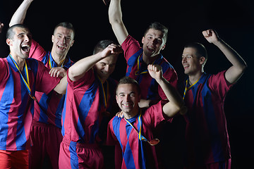 Image showing soccer players celebrating victory