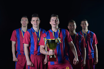 Image showing soccer players celebrating victory