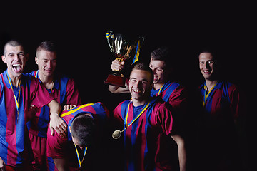 Image showing soccer players celebrating victory