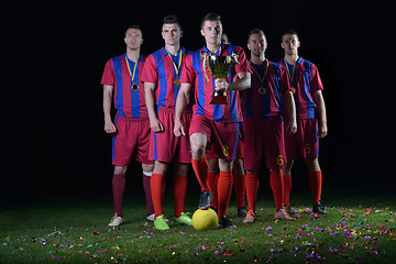 Image showing soccer players celebrating victory