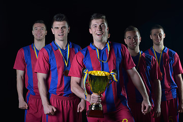 Image showing soccer players celebrating victory