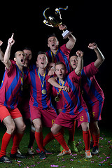 Image showing soccer players celebrating victory