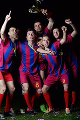 Image showing soccer players celebrating victory