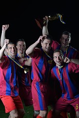 Image showing soccer players celebrating victory