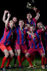 Image showing soccer players celebrating victory