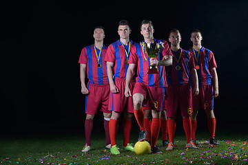 Image showing soccer players celebrating victory