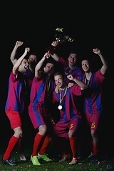 Image showing soccer players celebrating victory