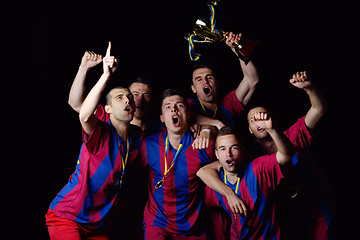 Image showing soccer players celebrating victory