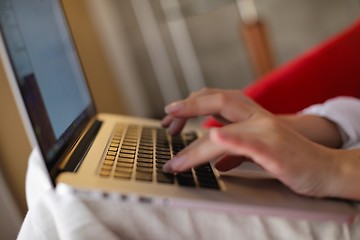 Image showing woman using a laptop computer at home