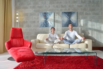 Image showing happy young couple relax at home