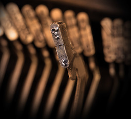 Image showing Close-up of an old retro typewriter with paper