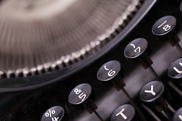 Image showing Close up photo of antique typewriter keys