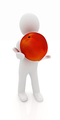 Image showing 3d man with fresh peaches 