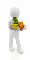 Image showing 3d man with citrus on a plate