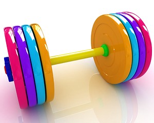 Image showing Colorful dumbbell 