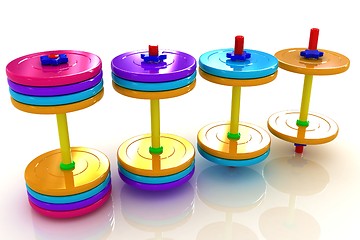 Image showing Colorful dumbbells 