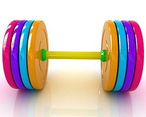 Image showing Colorful dumbbell 