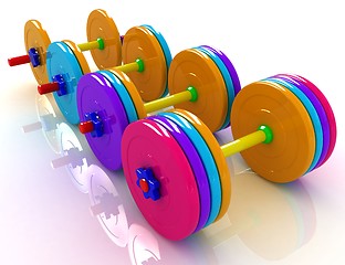 Image showing Colorful dumbbells 