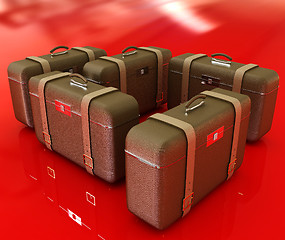 Image showing Brown traveler's suitcases