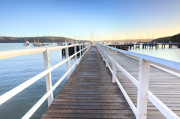 Image showing Boardwalk jetty at Balmoral Beach early morning