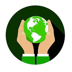 Image showing Hands gently holding a globe.