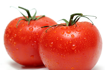 Image showing two vine tomatos macro