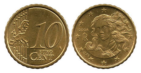 Image showing ten cents, United Europe, Italy, Venus, 2008