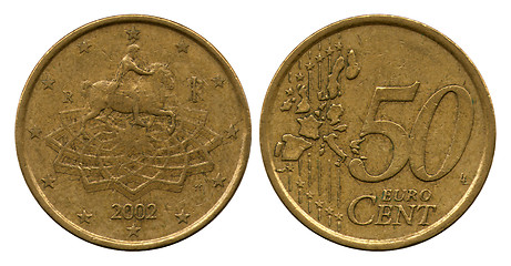 Image showing fifty euro-cents, United Europe, Italy, 2002