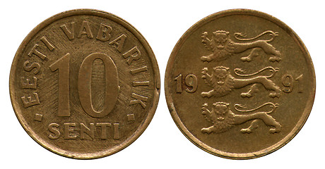 Image showing ten sents, Estonia, 1991