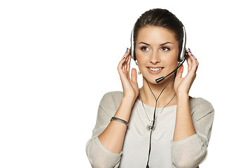 Image showing Headset woman call center operator