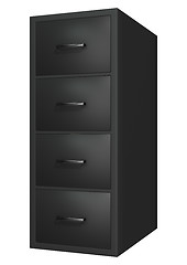 Image showing Black Filing Cabinet on White