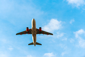 Image showing Tranquil sky with airplane traveling