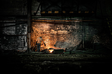 Image showing Welding manwith sparks