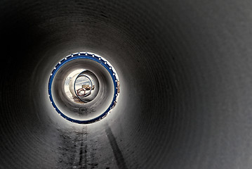 Image showing Long industrial pipe angle shot