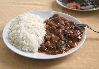 Image showing Meat with rice on a plate